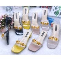 ราคา รองเท้าส้นกลมคาดใสแต่งพลอยน่ารักๆ (29251757790)