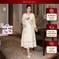 ราคา เอ็มคอลเลกชั่น | ของขวัญชุดเดรสสตรีวัยกลางคนสําหรับคุณแม่,ผ้าโฟมเชื่อมตรง,ผ้าไหมลายดอกไม้เย็บปักถักร้อยคอวี ง13102 (53800962387)