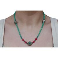 ราคา สร้อยคอหินเทอร์ควอยส์ สีเขียว หินปะการัง พร้อมจี้หินเนปาล หินแท้ธรรมชาติ Turquoise, Coral Beads Necklace Nepal Pendant (41875900954)