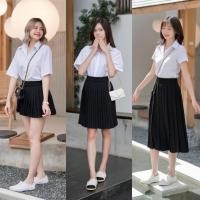 ราคา กระโปรงพลีทจีบเล็ก จีบใหญ่ กระโปรงพลีทนักศึกษายาว (29317865950)