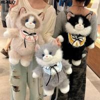 ราคา ตุ๊กตาแมวนุ่มเหมือนจริง สีดำ พร้อมกระเป๋าเป้สะพายหลัง การ์ตูนน่ารัก สำหรับสะสมและใช้งานได้จริง (48903936927)