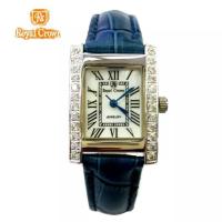 ราคา Royal Crown นาฬิกาข้อมือผู้หญิง อิตาลีดีไซน์ สายหนังแท้ ประดับเพชร cz อย่างดี รุ่น 6306 -(Blue) (5360571833)