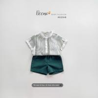 ราคา บีโม เสื้อคอเต่าลาย ชุดเซ็ทพร้อมกางเกงผ้านิ่มเด็กผู้ชาย (24795705514)