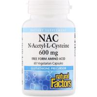 ราคา Natural Factors, NAC N-Acetyl-L-Cysteine, 600 mg, 60 Vegetarian Capsules (9013766573)