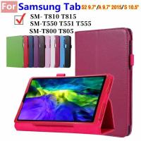 ราคา SAMSUNG สําหรับsamsung GALAXY Tab S2 9.7 T810 T815 Tab A 9.7 2015 T550 T551 T555 Tab S 10.5 T800 T805 Magnetic Flipป้องกันกรณีSlimน้ําหนักเบาหนัง (27212329968)