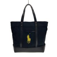 ราคา RALPH LAUREN Tote Bag Purse leather combination Big pony canvas BLK Direct from Japan Secondhand (55504549581)