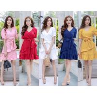 ราคา เสื้อผ้าแฟชั่น เดรสทำงาน ชุดทำงานน่ารัก ๆ สีเหลือง แดง กรม ชมพู ขาว พร้อมส่ง (26212703559)