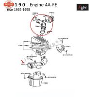 ราคา ท่ออากาศ ท่อยางกรองอากาศ โตโยต้า AT190 ท้ายโด่ง year 1992 - 1995 (40118830713)