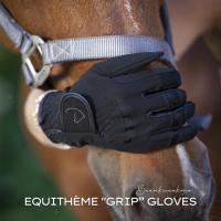 ราคา ถุงมือขี่ม้า สีดำ EQUITHÈME "GRIP” GLOVES BLACK (16783701158)