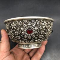 ราคา คอลเลกชันเบ็ดเตล็ดโบราณโบราณ Daqing Qianlong ปีชามดอกไม้นูนเครื่องประดับงานฝีมือบ้าน 1102 (52500674204)