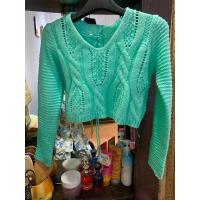 ราคา เสื้อครอปไหมพรมสีเขียวมิ้น (26384085807)