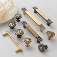 ราคา ใหม่ทองเหลืองโบราณจับ ภาษาจีน ทองเหลืองตู้มือจับประตูตู้เสื้อผ้าจับทองเหลืองลิ้นชักลูกบิดและจับตู้จับ (55752817214)