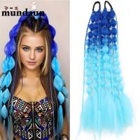 ราคา MUNDAUN ต่อผมสี, น้ําหนักเบาสําหรับสาวสําหรับ EDC เทศกาล Rave เด็ก Bubble Ponytail Extension, Handmade Braided 20" พร้อมผูกผม Ombre Crazy Hair Day อุปกรณ์เสริม (49354673421)