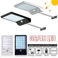 ราคา Solar Wall Lights Outdoor Waterproof 36/48 LED Solar Powered Motion Sensor Wall Lamp with Mounting Pole For Garden Pathw (28512167351)
