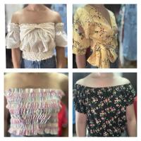 ราคา เสื้อลายดอก ปาดไหล่ เกาะอก (24124156156)