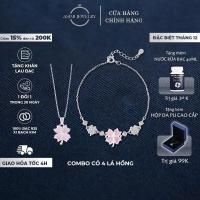 ราคา Bracelet Combo & สร้อยคอผู้หญิงเงินอิตาลี S925 Asimi Pink Four Leaf Clover, สร้อยข้อมือเงินอิตาลี S925 Love Letter Bloom LT52/DC73 (45553219504)