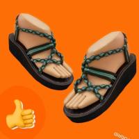 ราคา รองเท้าเชือกถักสานส้นสูง{#พร้อมส่ง#}สีเขียวจืด+เขียวอมฟ้า (6240819669)