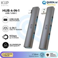 ราคา KIIP USB HUB 4 พอร์ต USB 3.0 Slim เครื่องอ่านการ์ดถ่ายโอนข้อมูล iN ในตัว TYPE C ความเร็ว 5Gbps (57252161213)