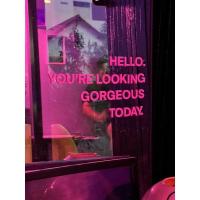 ราคา สติ๊กเกอร์ตกแต่งร้าน ✨ HELLO YOU’RE LOOKING GORGEOUS! ติดผนัง ติดกระจก ร้านกาแฟ คาเฟ่ (22510845671)