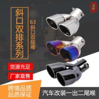 ราคา คุณภาพสแตนเลสสองแถวหางคอคั่วสีฟ้าหนึ่งจุดสองสีดําไทเทเนียมหนึ่งออกสองรถดัดแปลงท่อไอเสีย Muff (48751709269)