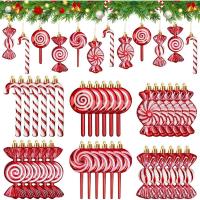 ราคา 36 ชิ้นเครื่องประดับขนมคริสต์มาสแขวน Glitter Candy Cane ตกแต่งต้นคริสต์มาสพลาสติกสีแดง Peppermint Lollipop เครื่องประดับเชือกสีทองสําหรับ Xmas Home Party ตกแต่ง (52703279451)