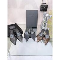 ราคา รองเท้าแตะส้นสูง YSL แบบพอยต์โท ส้นรองเท้าแตะครึ่งสำหรับผู้หญิง (54704576124)