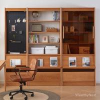 ราคา นอร์ดิกที่เรียบง่ายไม้เนื้อแข็งเชอร์รี่ไม้ตู้หนังสือไม้โอ๊คสีขาวห้องนั่งเล่นศึกษาทั้งผนังรวมกันตู้ฟรีตู้ชั้น (47651853433)