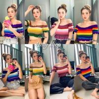ราคา (Linly)เสื้อครอปไหมพรมฟรุ้งฟริ้งเปิดไหล่ไล่โทนสีแขนตุ๊กตาคิ้วๆ (7530253574)