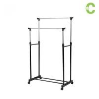 ราคา HOMEC ราวตากผ้าบาร์คู่ ที่ตากเสื้อเหล็ก ปรับระดับได้ มีล้อ แขวนผ้าได้เยอะ (22519885352)