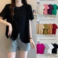 ราคา A300 คอกลมสีพื้นดีเทลผ่าหน้า (28081358611)