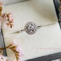 ราคา แหวนดีไซน์พลอยล้อม พลอยเพทายขาวเจียระไนกลม 4 มิล ล้อมเพทายขาว 1.5 mm. (24595814458)