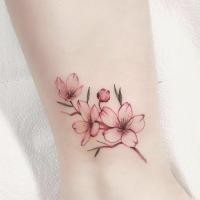 ราคา ขายหมดทันที,กันน้ำสักสติ๊กเกอร์ยาวนานดอกไม้ข้อเท้าแขนข้อมือพีชดอกสักสติ๊กเกอร์ (27352207376)