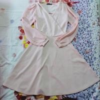 ราคา เดรสผ้าหนังไก่ แขนชีฟองสีชมพู (2458370211)