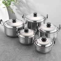 ราคา ชุดหม้อสแตนเลส 5 ใบ หม้อสแตนเลสพร้อมฝาปิด หม้อซุปสแตนเลส aliz_selection (29215517917)