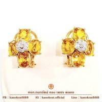 ราคา ต่างหูพลอยบุษราคัม พลอยแท้จากจันทบุรี 15 กะรัต ประดับด้วยเพชรแท้ เพชรธรรมชาติ ตัวเรือนทองคำแท้ 90% สินค้าใหม่จากทางร้าน (25984273181)