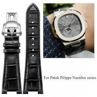 ราคา สายนาฬิกาหนังแท้สําหรับ Patek Philippe Nautilus Series PP5711 5712G สายนาฬิกาหนังวัวเว้า 25 มม. (29042790865)