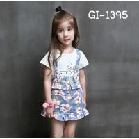 ราคา ชุดเอี๊ยมเด็กผู้หญิงสุดคุ้ม (เซ็ต 4 ชิ้น) เสื้อแขนสั้นสีขาวลายแตงโม + เอี๊ยมกระโปรงยีนส์ลายดอกขอบระบาย +สายเอี๊ยม 2 เส้น (8470352935)