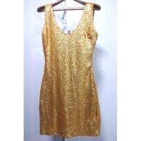 ราคา เดรสปักเลื่อมเกล็ดปลาละเอียดสีเหลืองทอง (17006505651)