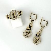 ราคา จิวเวลรี่มือสอง ต่างหูทองคำ LOUIS VUITTON ดีไซน์กลมฝังเพชรโลโก้ LV ลายโซ่ ตัวเรือนทอง 14k 585 (21994782830)