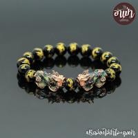 ราคา หินนิลดำ แกะสลักลายมังกรทอง Onyx ขนาด 10 มิล ปี่เซียะเปลี่ยนสีคู่ หินแท้ 100% หินนิลกาฬ หินสีดำ หินมงคล (2294147337)