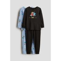 ราคา H&M(เอชแอนด์เอ็ม) ชุดนอนผ้าฝ้ายพิมพ์ 2 ชิ้น Boys 2-pack printed cotton pyjamas 1240161_5 (56150762629)