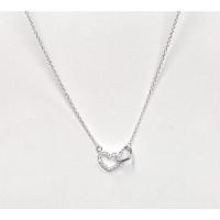 ราคา สร้อยคอเงินแท้เคลือบทองคำขาวจี้หัวใจคู่ (21326385757)