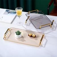 ราคา ถาดพลาสติกทรงสี่เหลี่ยมสุดหรูสำหรับใช้ในบ้าน เหมาะสำหรับใส่ถ้วยชา ขนมขบเคี้ยว ผลไม้ และของหวาน มอบประสบการณ์การรับประทานอาหารที่หรูหราและหรูหรา (57001156417)