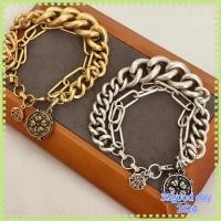 ราคา [Alexander -home- McQueen] สร้อยข้อมือโซ่หนาสองชั้น 19 ซม. ผู้ชาย/เครื่องประดับหรูหรา 11092 (42253473304)