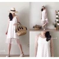 ราคา เดรสสีขาวฟรุ้งฟริ้ง (416134916)