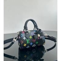 ราคา กระเป๋า Louis Vuitton M13406 Co-Branded Nano Speedy Black Tricolor แบบมินิ สำหรับผู้ชายและผู้หญิง สไตล์เหมือนบอสตัน (51503041263)