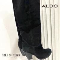 ราคา ALDO รองเท้า บูท หนังกลับ สีดำ ข้อยาว มือสอง (25003176034)