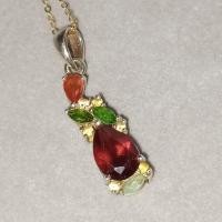 ราคา #ยาว18" #สร้อยคอพร้อมจี้โกเมนแท้ #เงินแท้92.5 (22760733123)