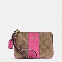 ราคา กระเป๋าคล้องมือ Coach Signature Leather Corner Zip Small Wristlet F64233 (32417192)