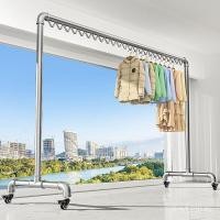 ราคา ชั้นระเบียงกลางแจ้งท่อเหล็กชั้นวางราวตากผ้าครัวเรือนไม้แขวนเสื้อห้องนอนท่อน้ําที่เรียบง่ายเย็นหนาพิเศษแขวน GRJF (54752098766)